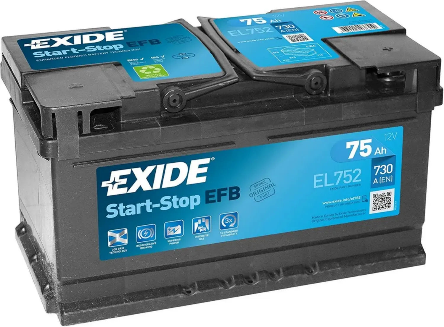 EXIDE EFB Autobatterie 75Ah 12V 730A - Langlebig und Zuverlässig