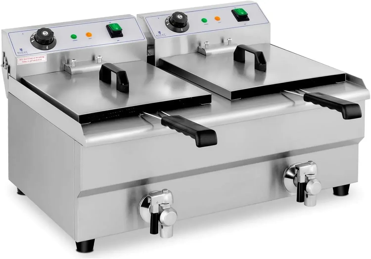Elektrische Doppel-Fritteuse aus Edelstahl - 2 x 13L, 6400W, 50-200°C
