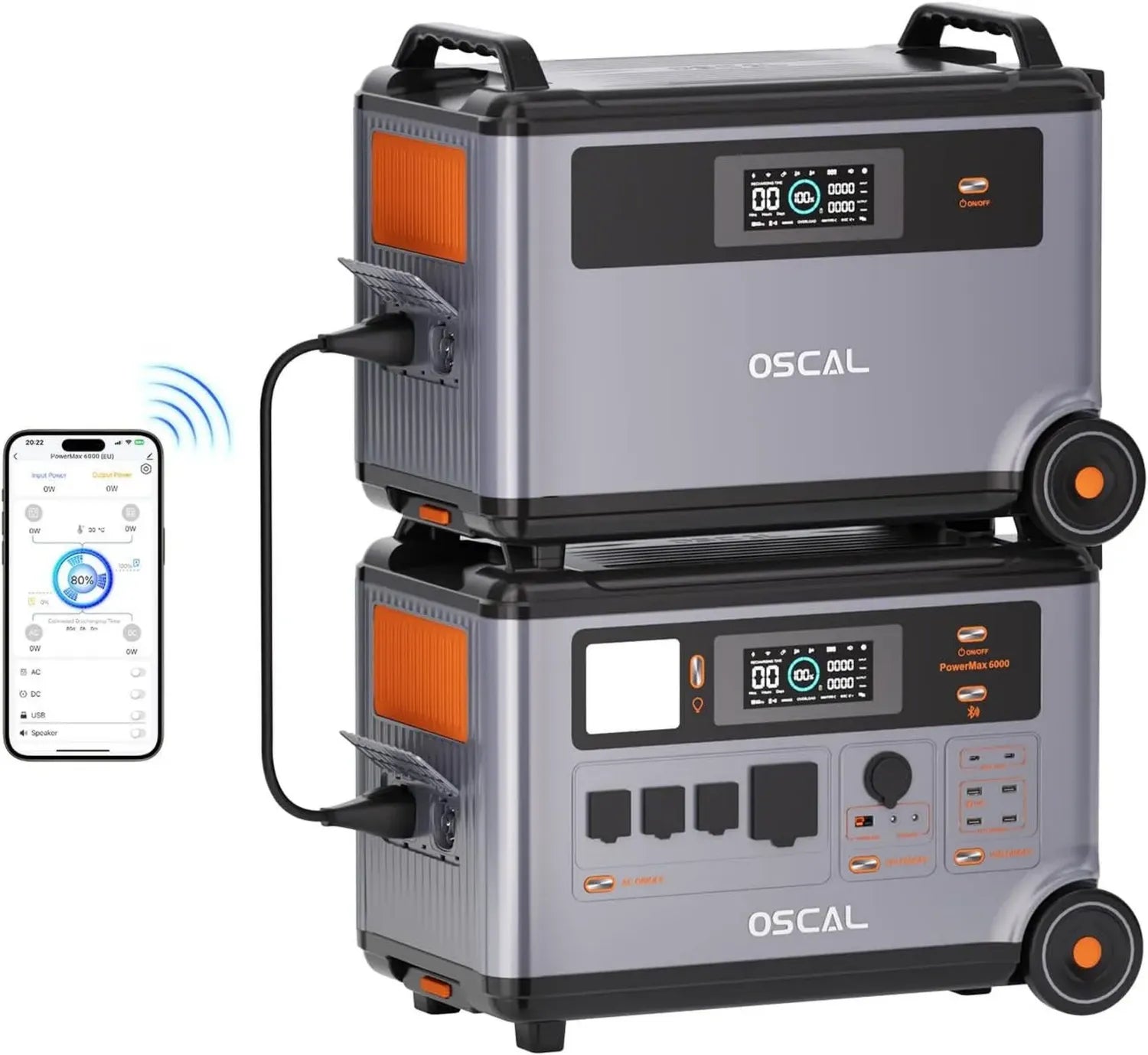 OSCAL 6000W/3600Wh Solargenerator mit Erweiterbarer Leistung und Spezieller Akkutechnologie, von 3600Wh auf 7200Wh erweiterbar, ideal für Haus, Wohnmobil und Notfälle