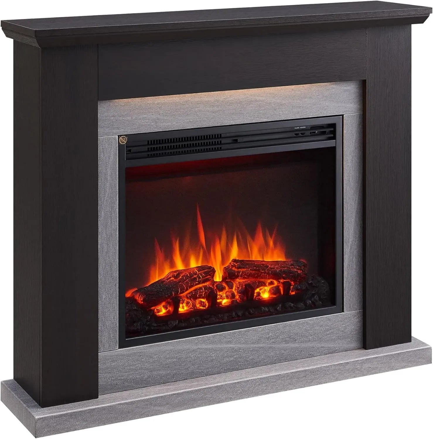 BALDERIA Hektor Elektrokamin - 2000W Standkamin mit 3D-Flammeneffekt, LED-Licht & programmierbarer Fernbedienung, Dunkelbraun
