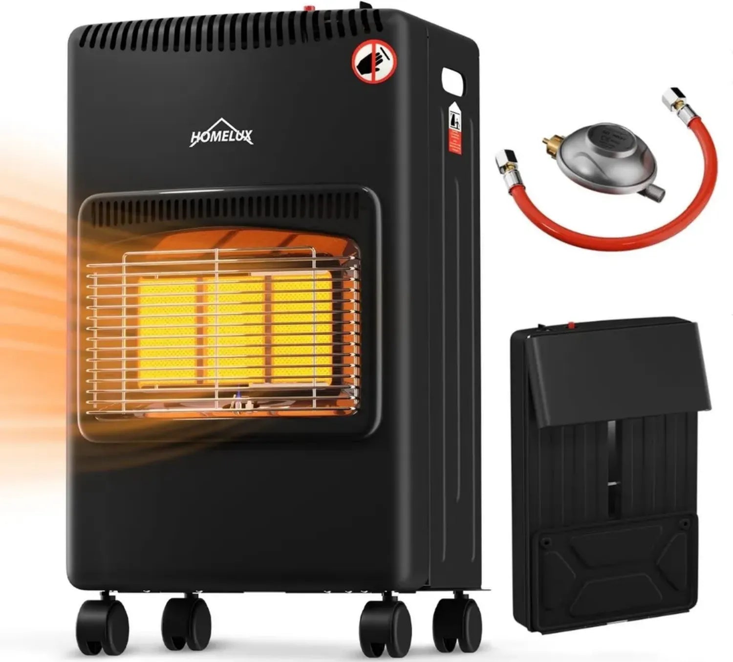 HOMELUX 4200W Infrarot-Gasheizer für Innenräume mit Keramikbrenner, inkl. Schlauch und Druckminderer, geeignet für Butan/Propangas bis 15kg