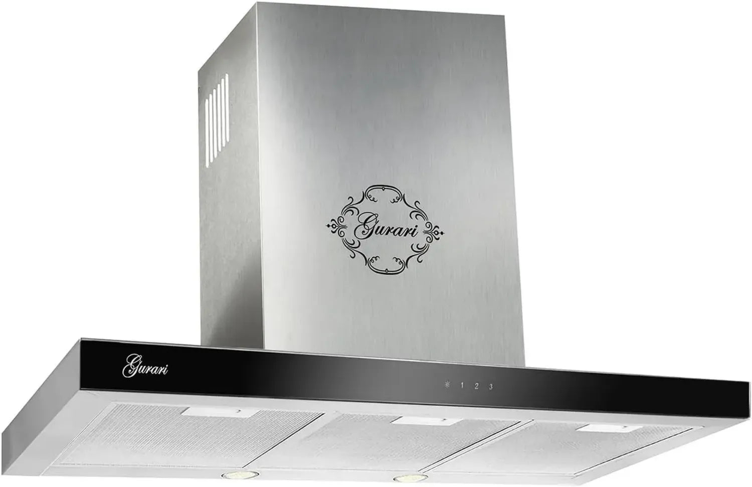 Premium Wand-Dunstabzugshaube 90 cm Edelstahl mit Glas, Energieklasse A, 1000 m³/h Abluft/Umluft Motor