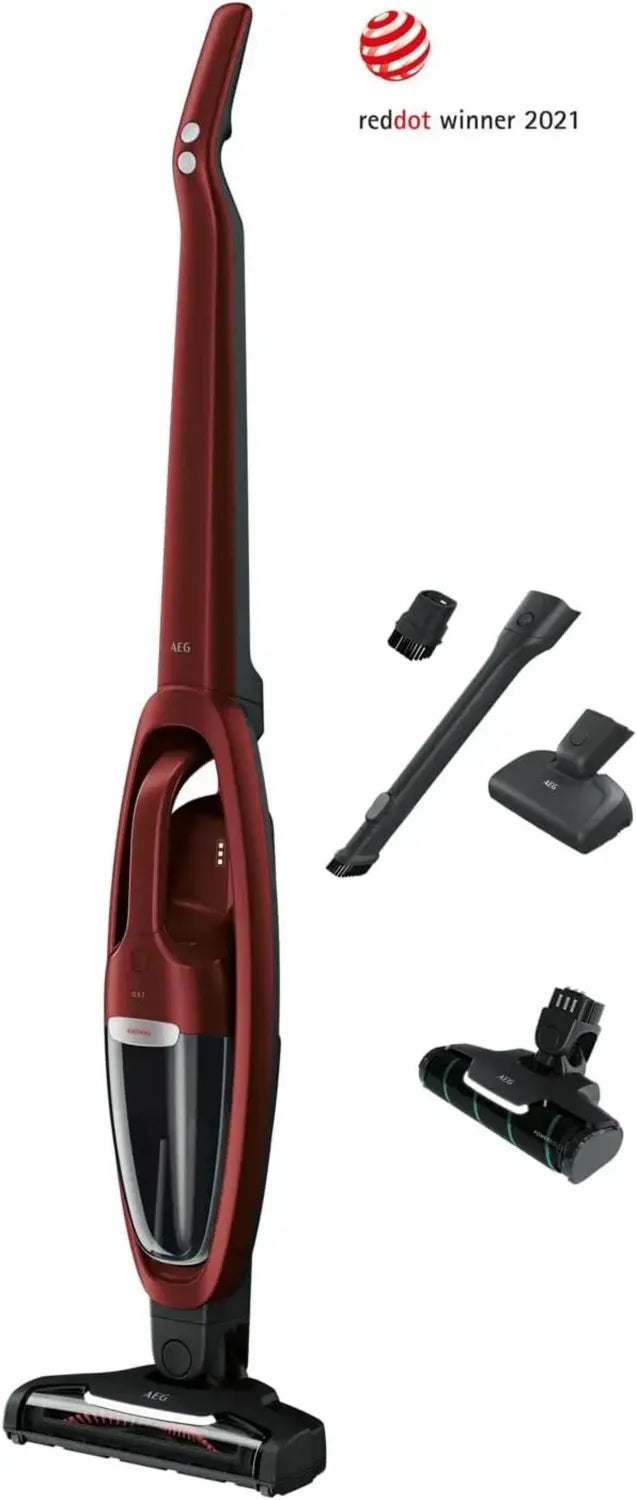 AEG QX7-ANIM Kabelloser Staubsauger 2in1 mit Tierhaar-Düse, 50 Min Laufzeit, 21,6V, rot