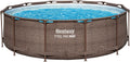 Bestway runder Stahlrahmen-Pool 366 x 100 cm, Rattan-Optik Schokobraun