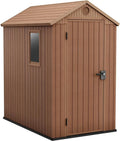 Keter Darwin 4x6 Gartenhaus aus Kunststoff in Holzoptik, Braun, 2 m²