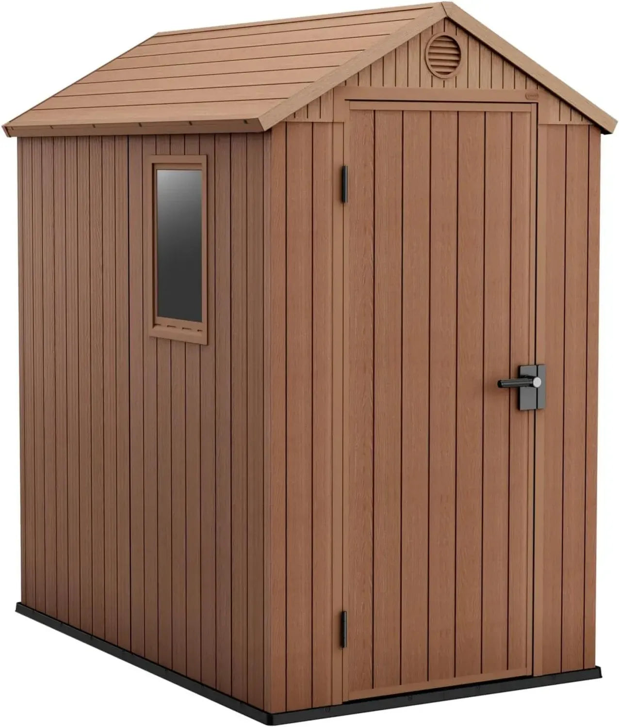 Keter Darwin 4x6 Gartenhaus aus Kunststoff in Holzoptik, Braun, 2 m²