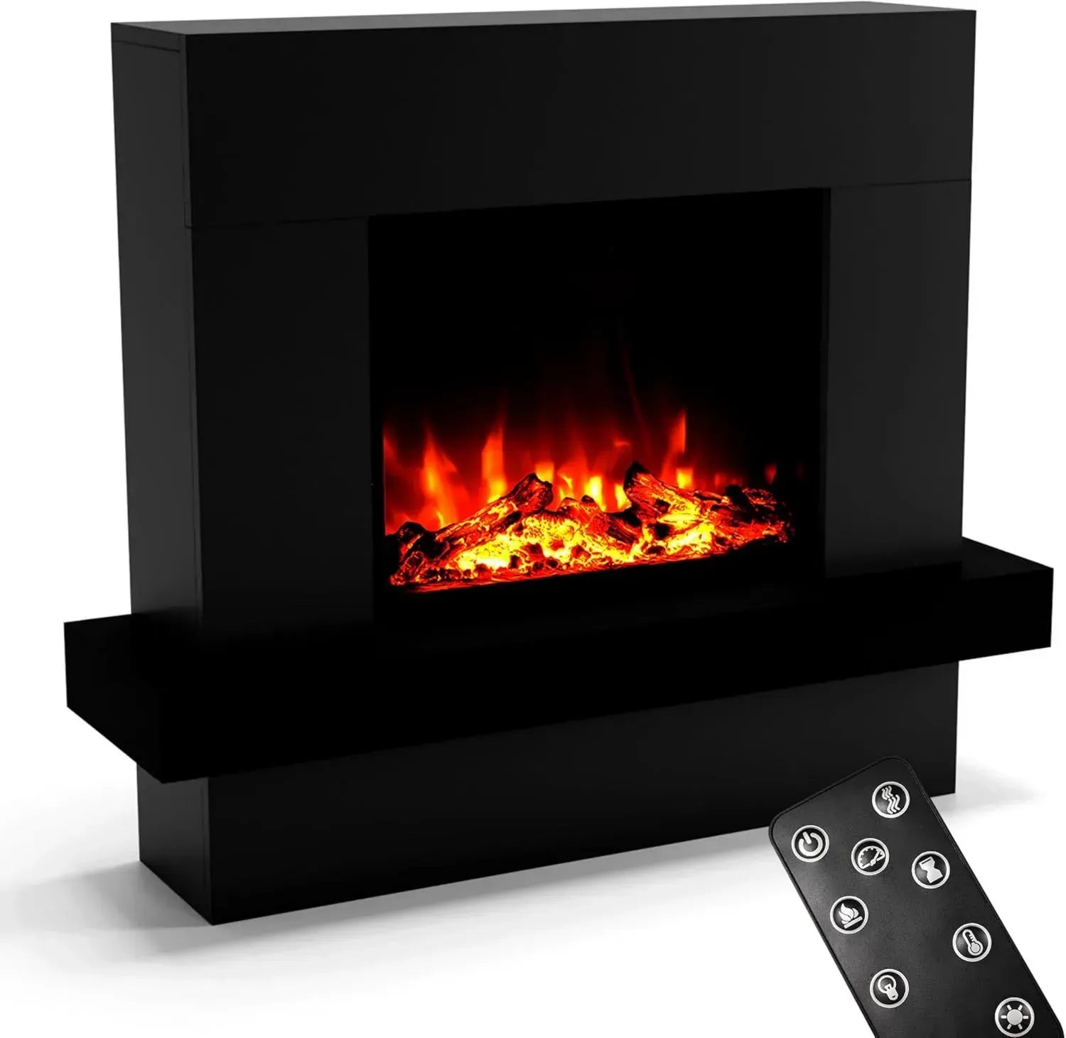 Elektrokamin GLOW FIRE mit LED-Flammeneffekt, Heizung & Fernbedienung, Schwarz