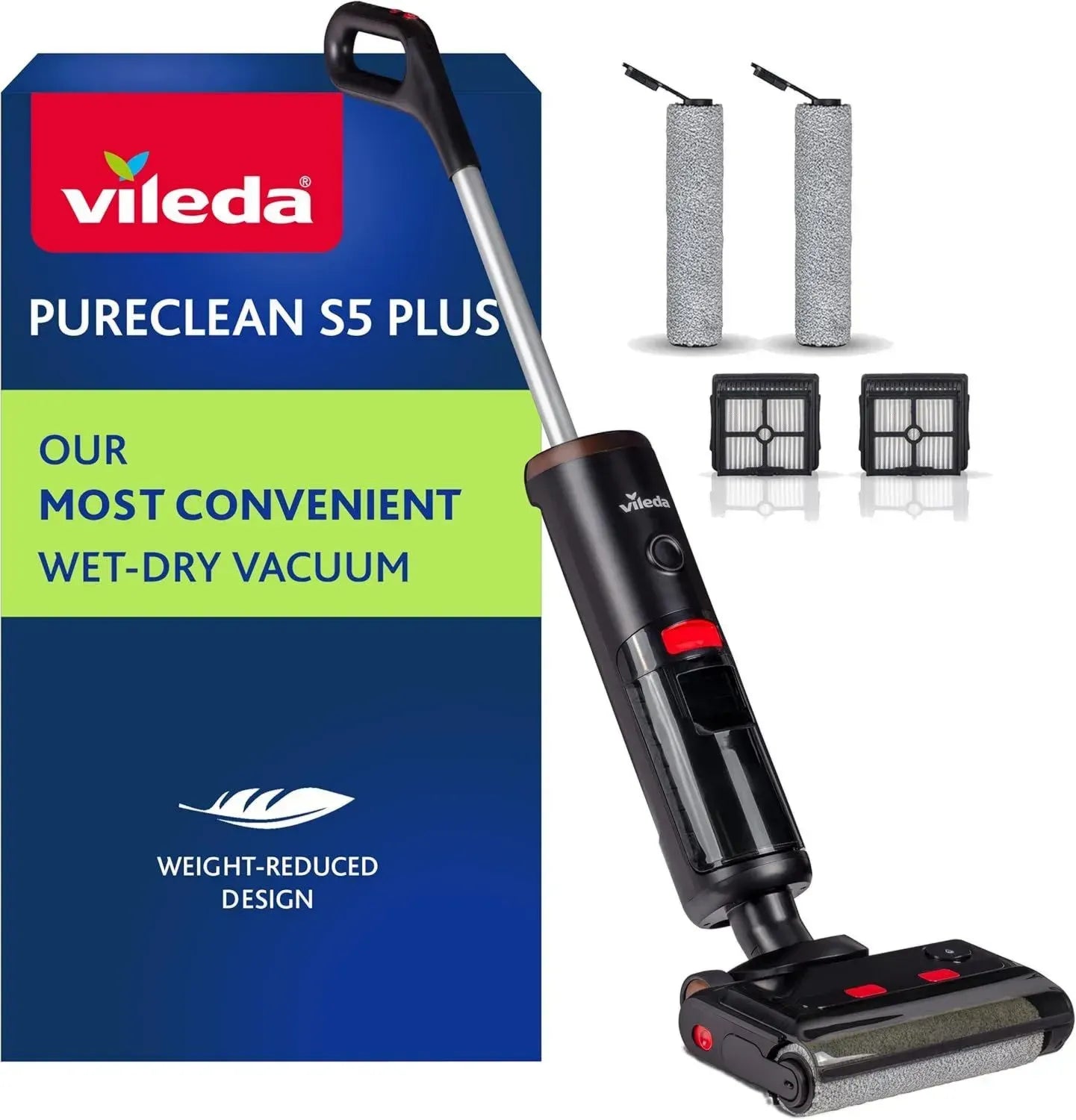 Vileda PureClean S5 kabelloser Nass- und Trockensauger, inkl. Zubehör, ideal für alle Bodenarten
