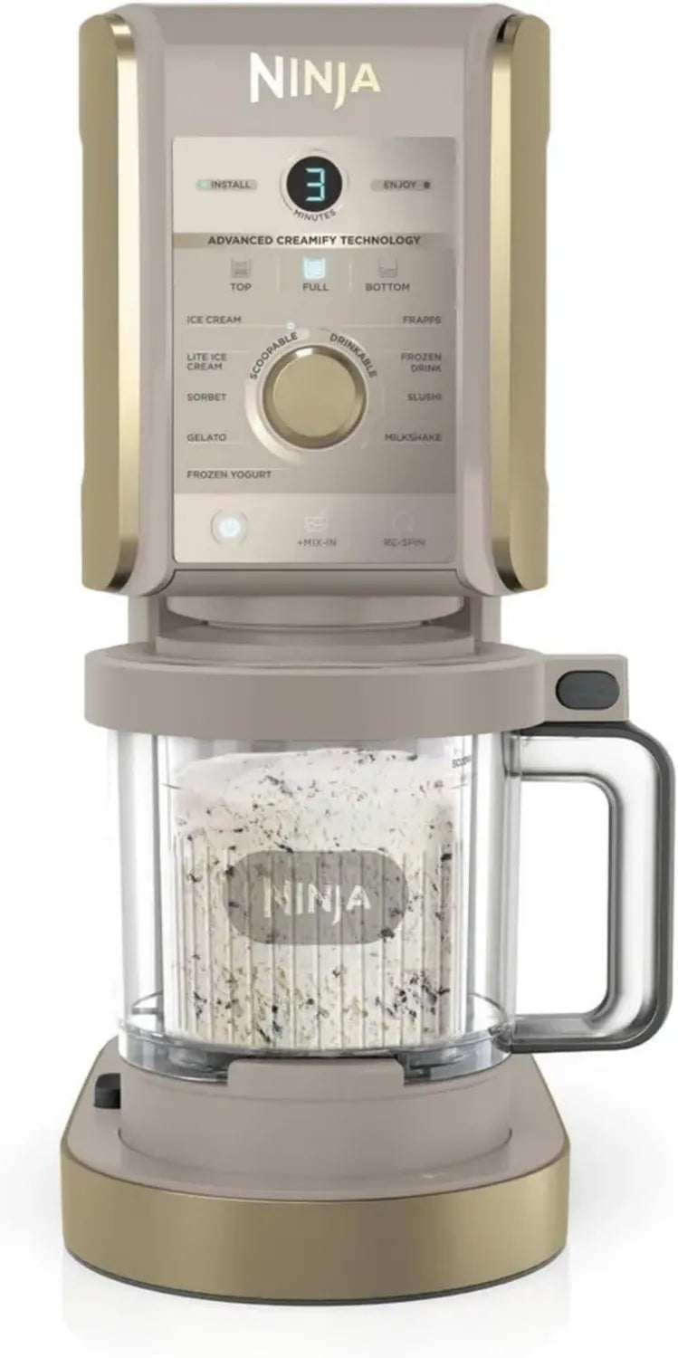 Ninja CREAMi Deluxe Multifunktions-Eismaschine, 2 Behälter, 10 Programme, für Eis, Sorbet, Joghurt und mehr, Stone Gold