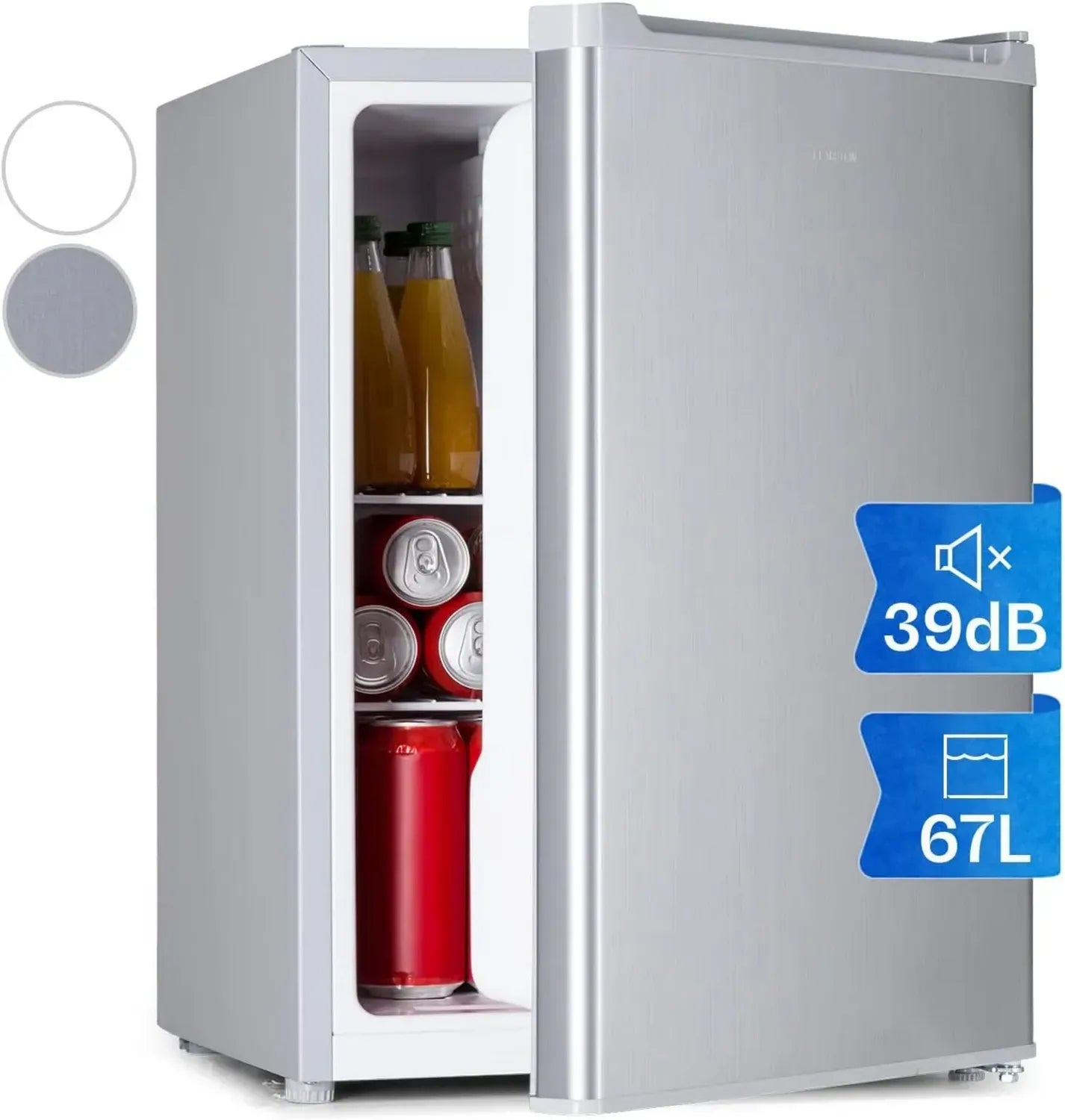 Klarstein Retro Mini-Kühlschrank mit Gefrierfach, 67L, Kompakte und Leise Kühlung, Herausnehmbare Ablagen
