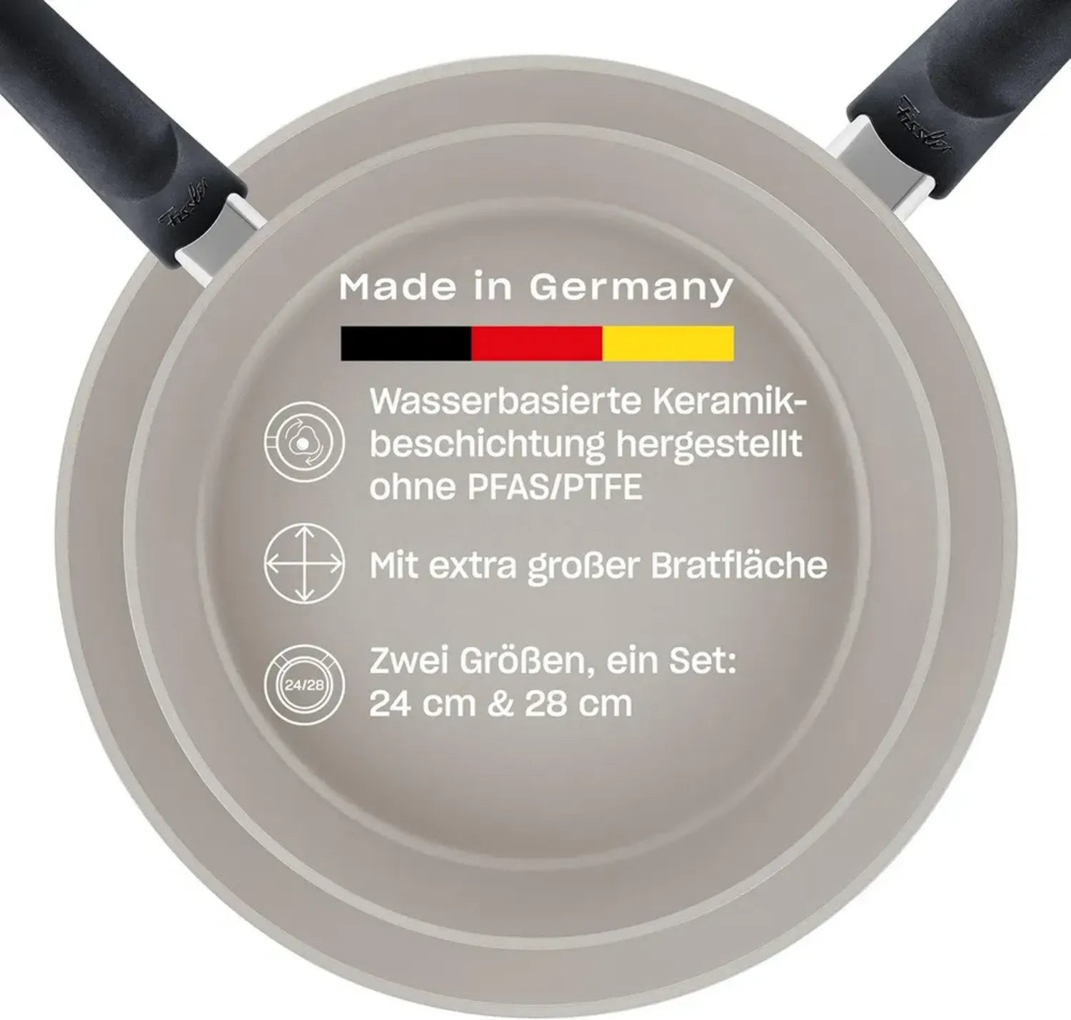 Fissler Ceratal Comfort 2-teiliges Pfannenset - Antihaft-Keramikpfannen für Induktion, 24 und 28 cm, Grau