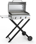 Onlyfire Gasgrill mit 3 Edelstahlbrennern und Klappbarem Rollwagen