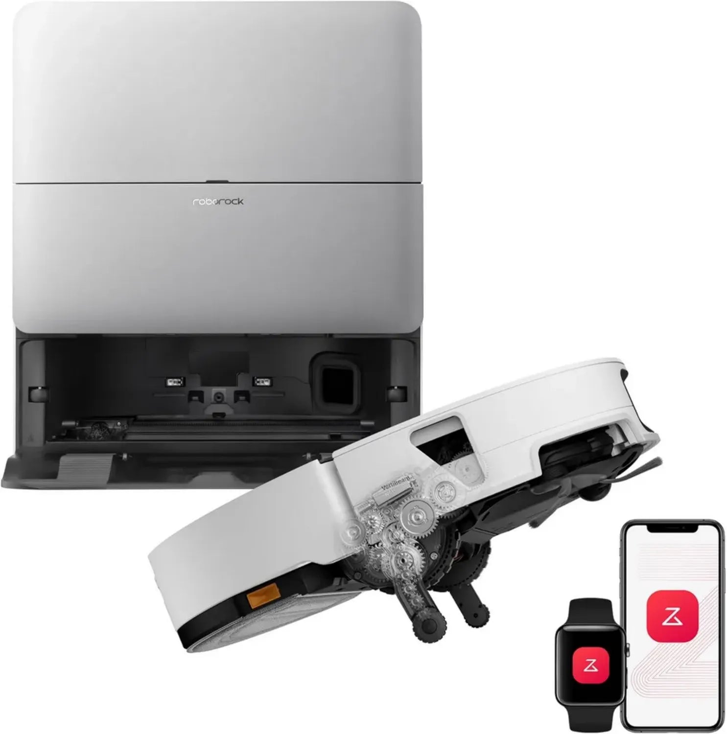 Roborock Saros 20 Saugroboter mit Sonic-Reinigung, VibraRise 5.0 Wischsystem, 36,000 Pa Saugleistung, ultraflaches Design, FlexiArm-Technologie, neues RockDock, Weiß