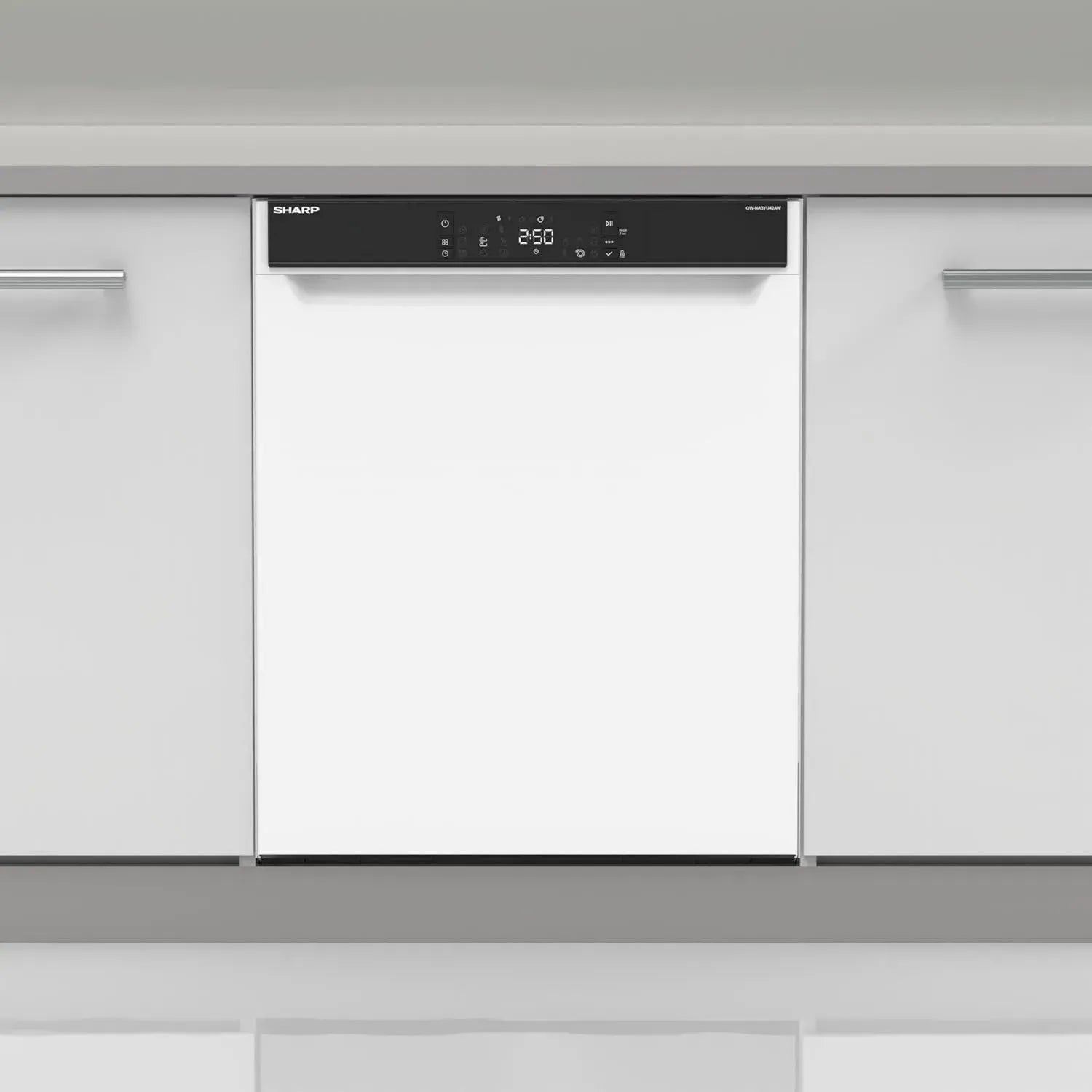 Sharp Unterbau Geschirrspüler 60 cm, 14 Gedecke, Effizienz A, 42 dB, Turbo-Trocknung, Schnellwäsche 14', Dampfspülung, Auto-Öffnung, EcoBox, Edelstahl