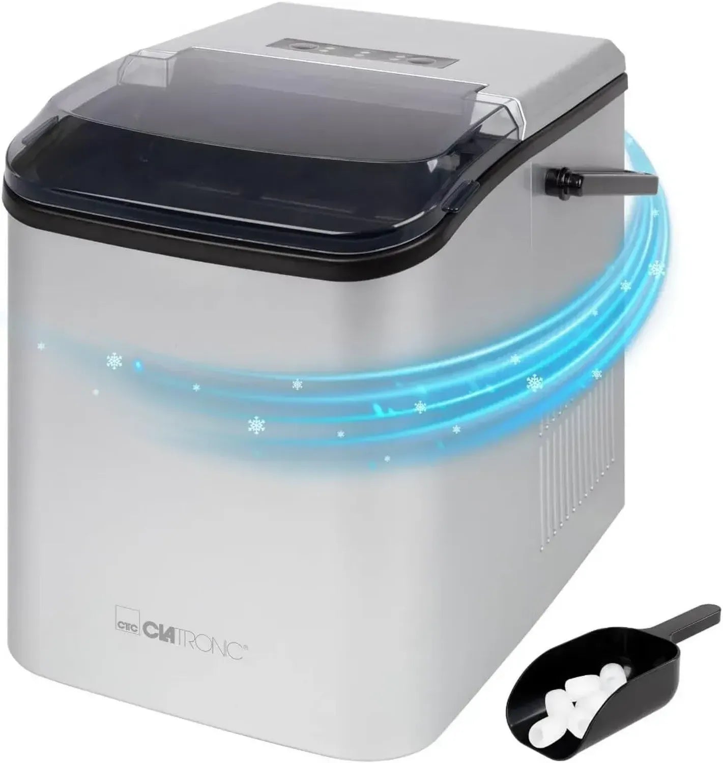 Clatronic Eiswürfelbereiter – Schnell, Selbstreinigend, 12 kg/24h Kapazität, 1,5 l Wassertank