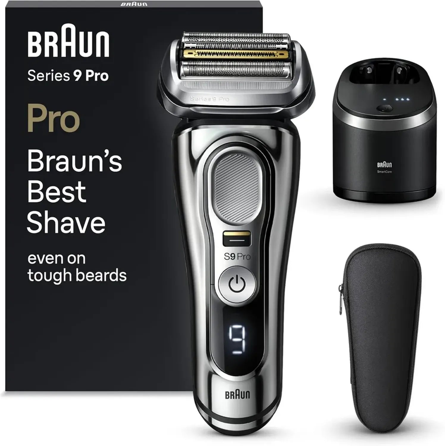 Braun Series 9 Pro Herrenrasierer Elektrisch mit 5-in-1 Reinigungsstation, ProLift Trimmer und Wet&Dry Funktion, Hergestellt in Deutschland, 9486cc, Chrom