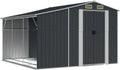 Metall Gartenhaus mit Pultdach, Stauraum und Griffen, Anthrazit, 277x279x179 cm