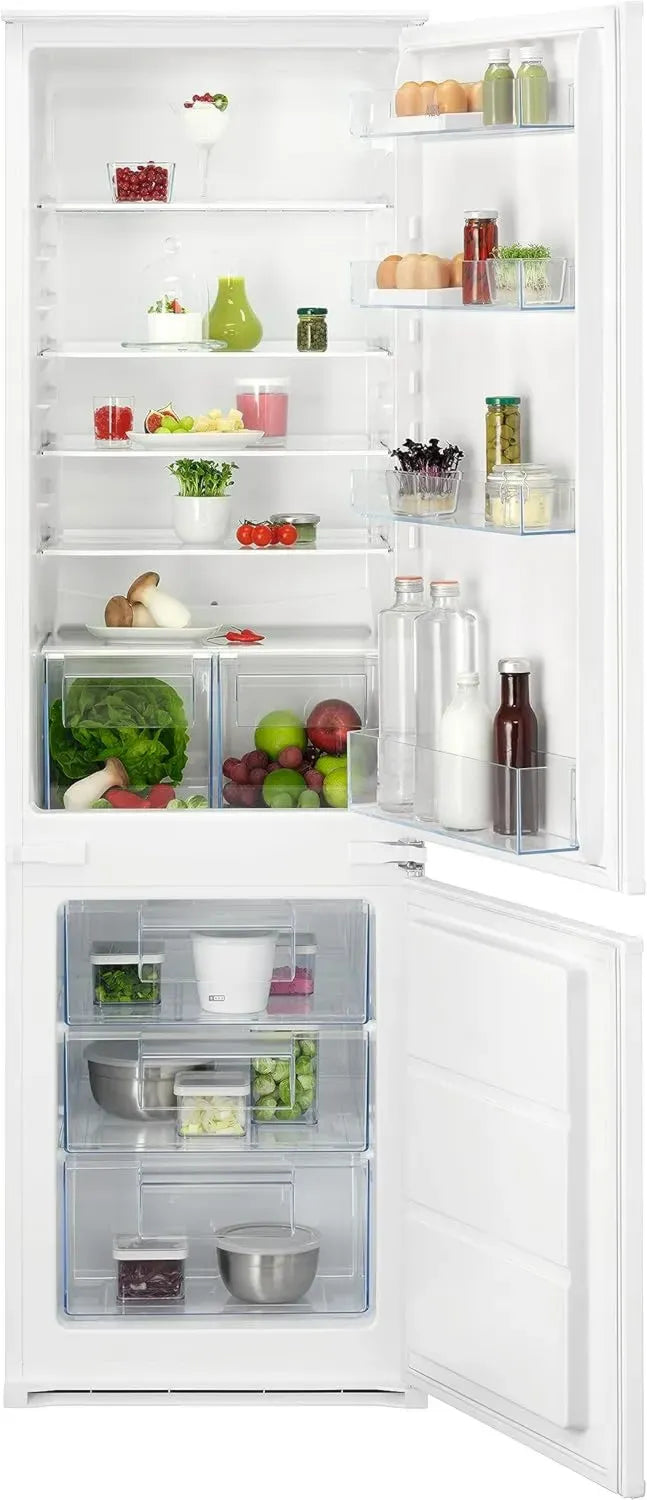 AEG Einbau-Kühl-Gefrierkombination 178cm, Serie 5000 ColdSense: Effiziente Temperaturkontrolle, 198L Kühlbereich, 73L Gefrierbereich, LowFrost-Technologie, LED-Anzeige, Schnellgefrierfunktion, Schlepptürmechanismus, Modell OSC5S183ES