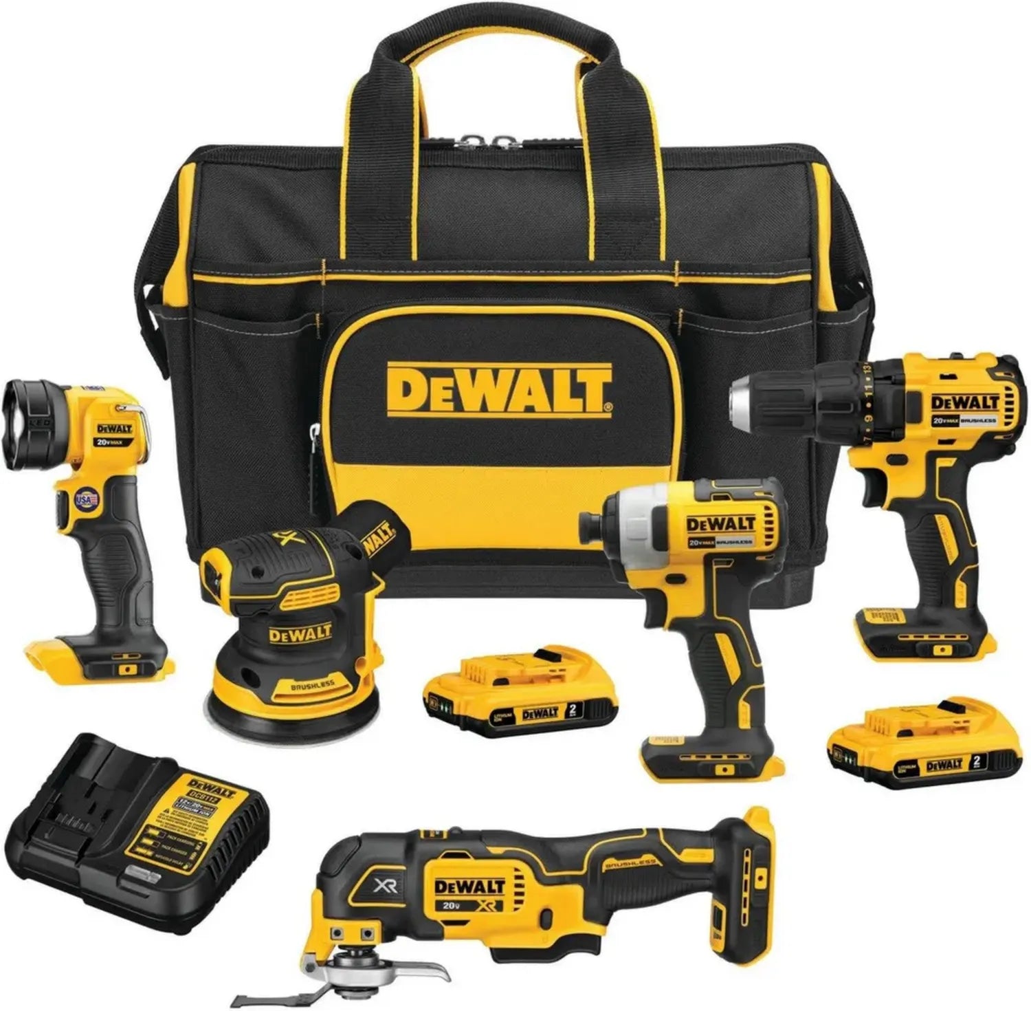 DeWALT 20V MAX Akku-Kombiset mit 5 Werkzeugen und Tragetasche