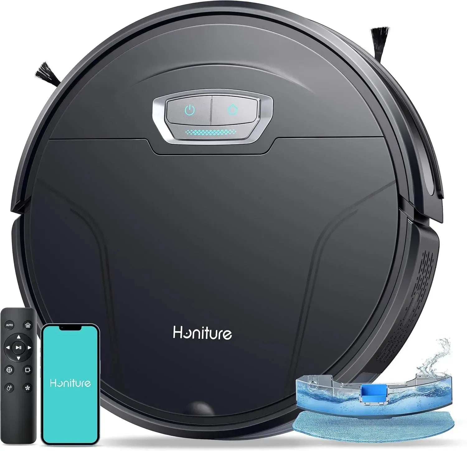 HONITURE Saugroboter G20 Pro mit 4500Pa Saugkraft, Wischfunktion, 7,6 cm Höhe, App-Steuerung, 180 Min Laufzeit, Ideal für Tierhaare, Teppiche und Hartböden