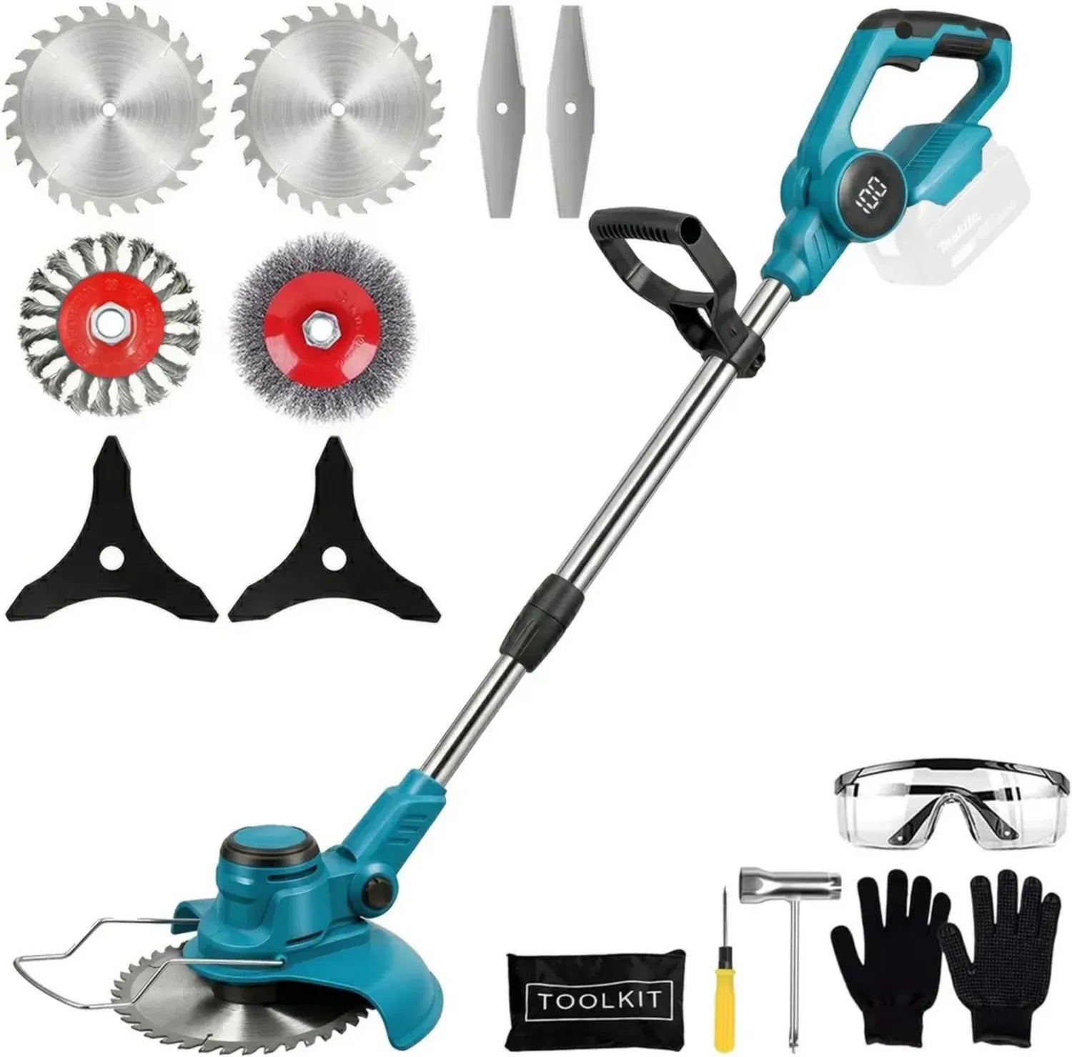 Elektrischer 4-in-1 Rasentrimmer mit Makita-Akku-Kompatibilität und 5 Klingentypen