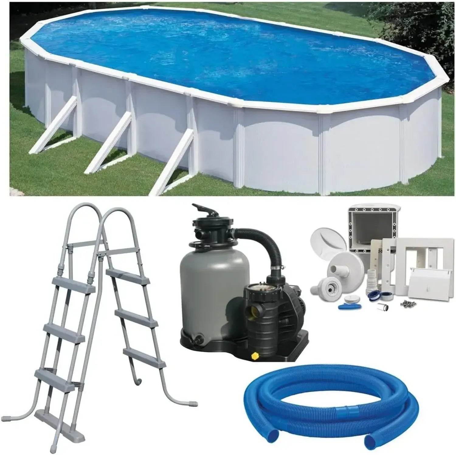 Planet Pool Ovalpool-Set 7,30 x 3,75 x 1,20 m mit Stahlwand und UV-Innenhülle