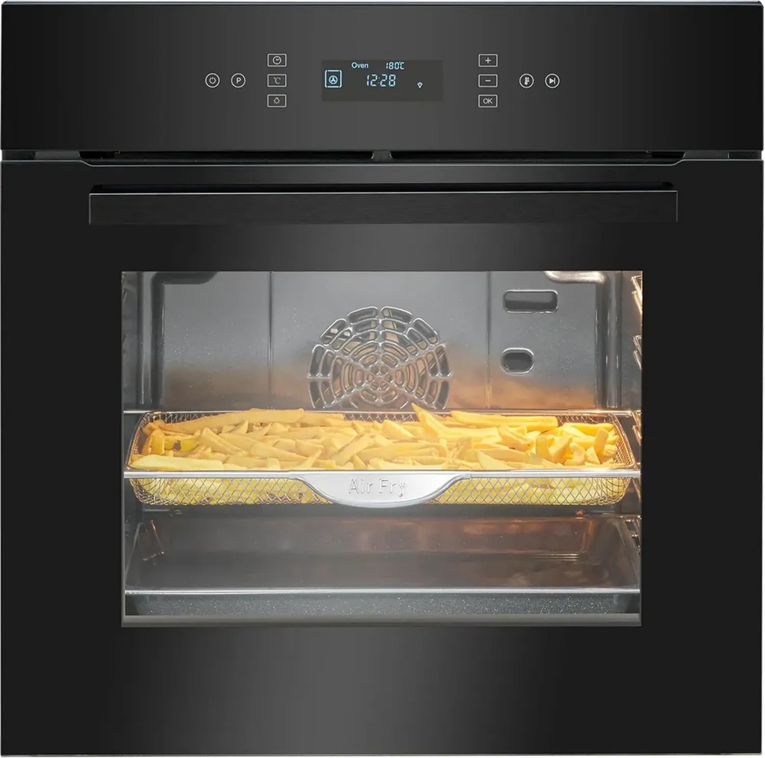 Bomann Einbau-Backofen mit Pyrolyse, AirFry und Touch-Display, 67L, Energieklasse A, schwarz