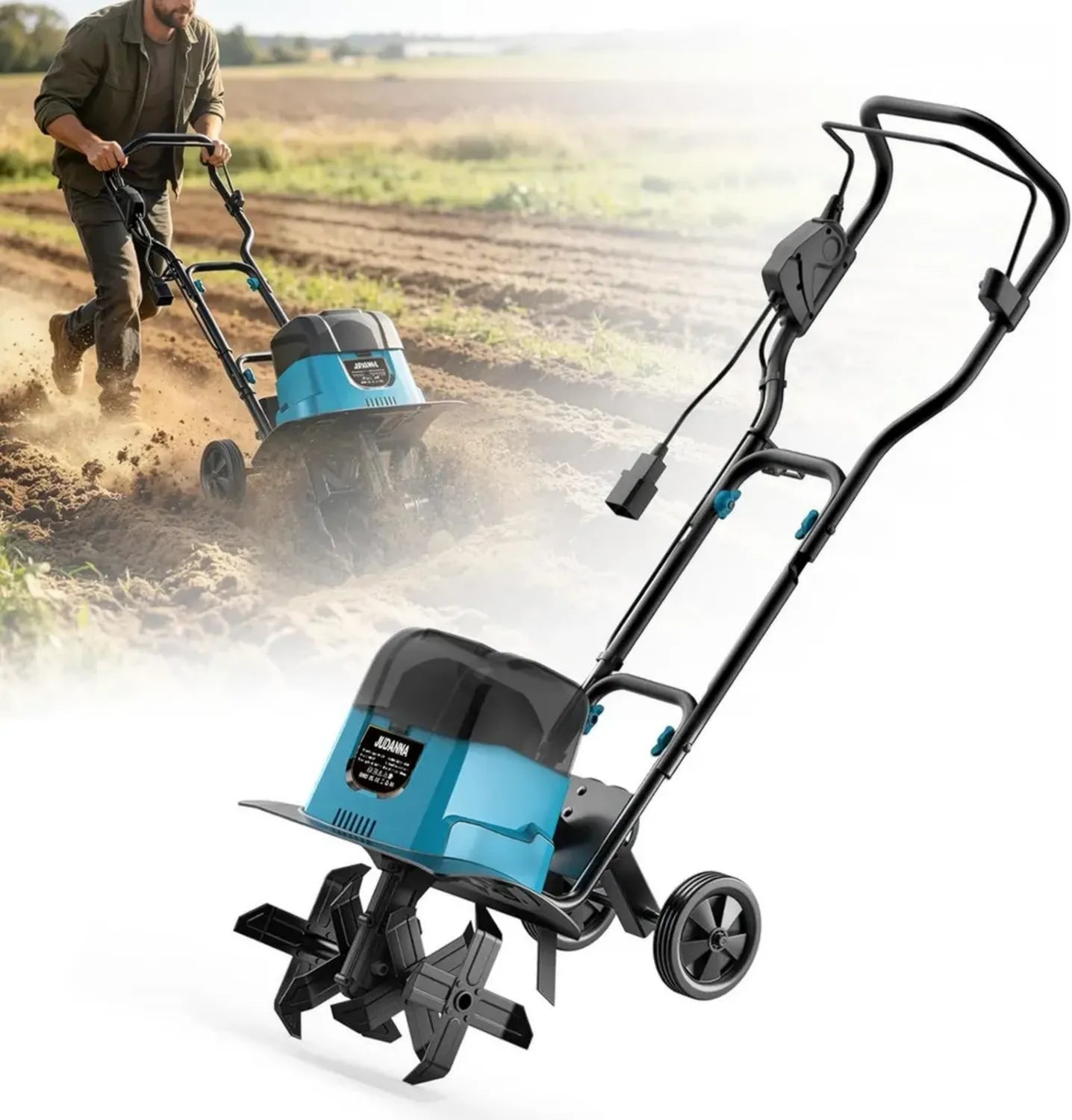 Kabellose Gartenfräse kompatibel mit Makita 18V, Elektrische Bodenhacke mit 36 cm Breite und 18 cm Tiefe, 1600W bürstenloser Motor (ohne Akku)