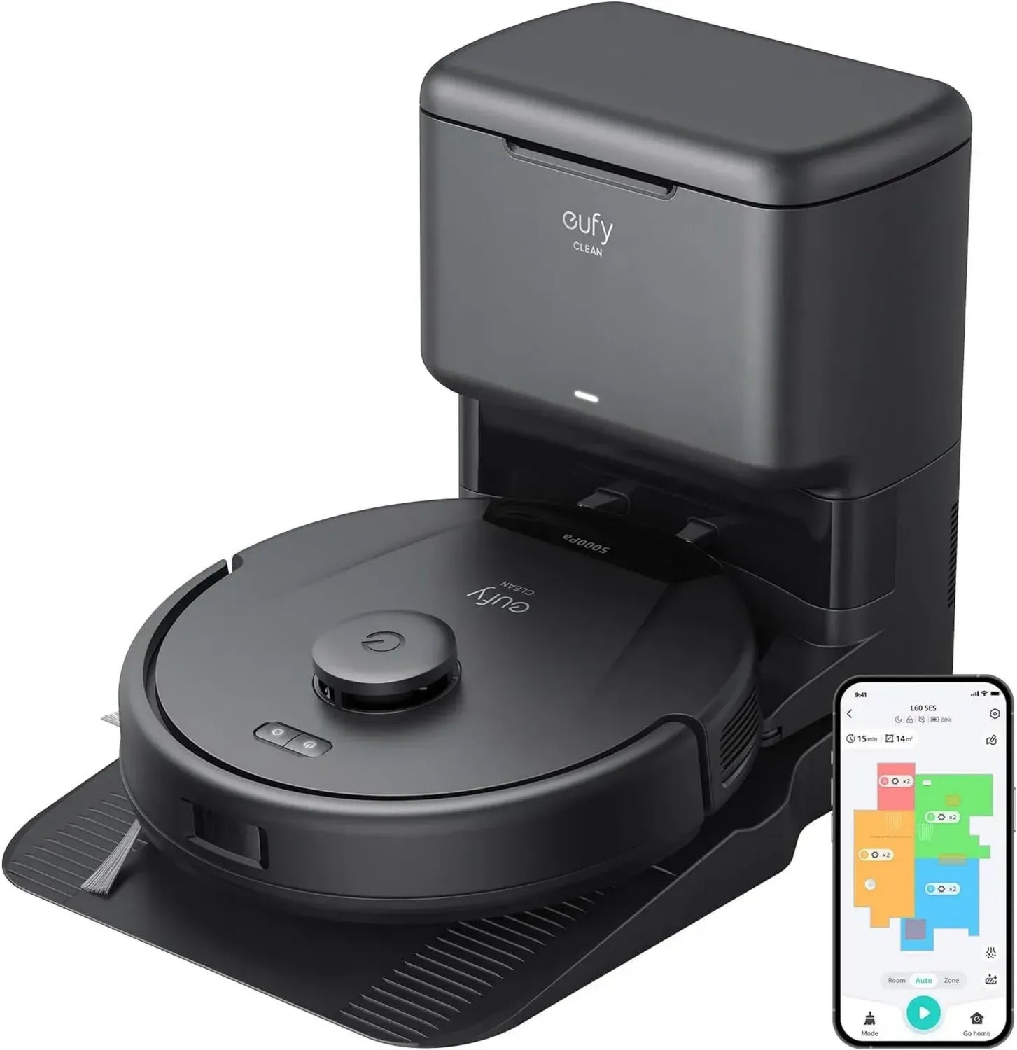 eufy L60 Saugroboter mit 5000Pa, Selbstreinigend für 60 Tage, iPath-Lasernavigation, Perfekt für Hartböden und Tierhaare