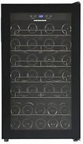 Weinkühlschrank 118L, ca. 40 Flaschen, LED-Display, elektronische Steuerung, Energieklasse G, Tür wechselbar, 8 Holzablagen, Schwarz