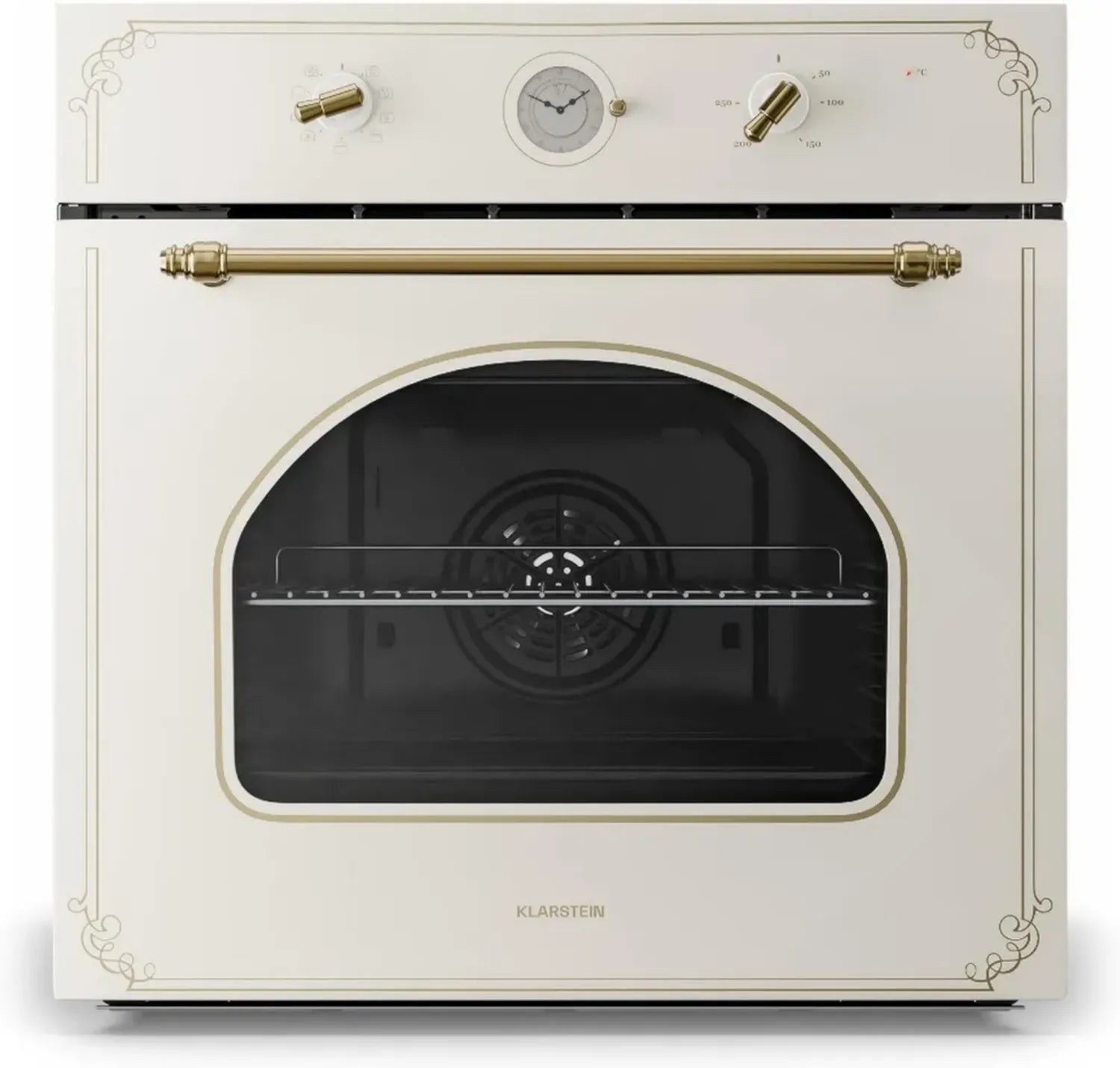 Klarstein Victoria Retro Einbaubackofen, 70L, 9 Funktionen, 50-250°C, Leichtreinigungstür, Elfenbein