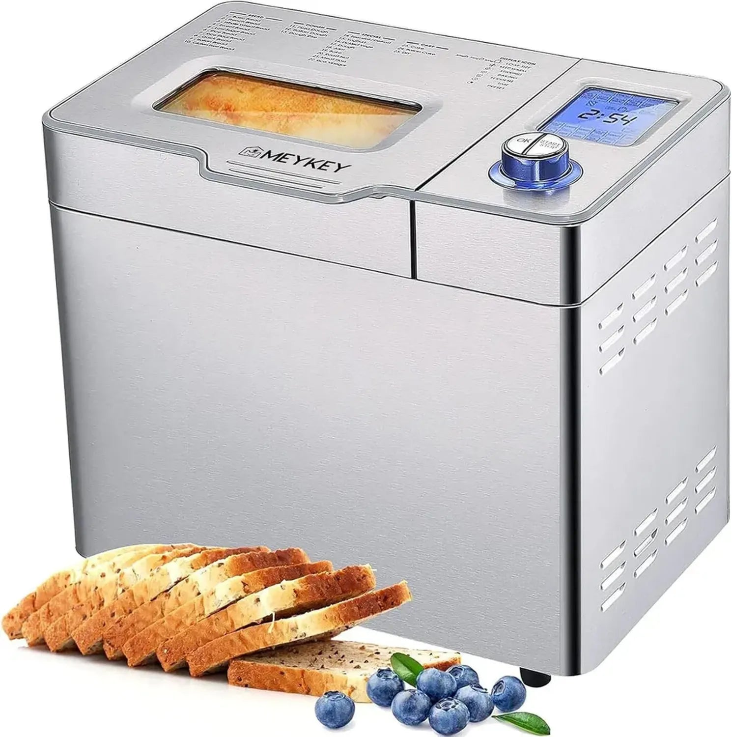 COOCHEER Edelstahl Brotbackautomat mit 25 Programmen, 3 Bräunungsstufen und 600W Leistung