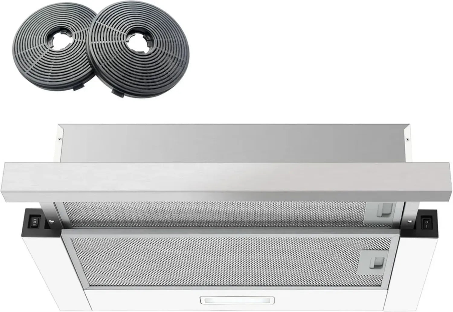 60 cm Einbau-Dunstabzugshaube, 400 m³/h, Aktivkohlefilter, LED-Licht