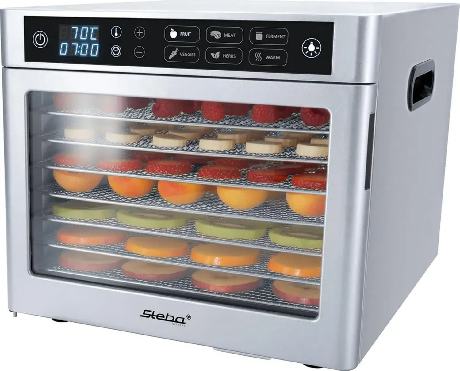 Steba ED 80 Dörrautomat mit LED-Anzeige, robustem Motor und 8 Edelstahlebenen