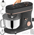 Multifunktionale Küchenmaschine 6,2L mit Heizrührschüssel – 2000W Planetenrührer, 11 Geschwindigkeiten & Touchscreen – Ideal für Brot, Pizza, Kuchen (Schwarz-Gold)