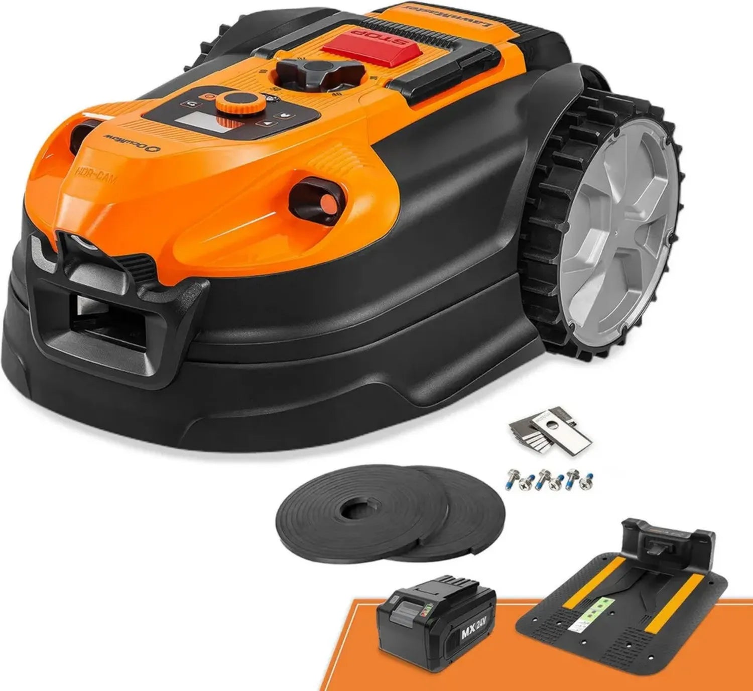 LawnMaster Mähroboter ohne Begrenzungskabel, 800㎡, 4Ah Akku, Optische Navigation, Hindernisvermeidung, Automatische Ladestation, Verbotszonen, WLAN & Bluetooth App
