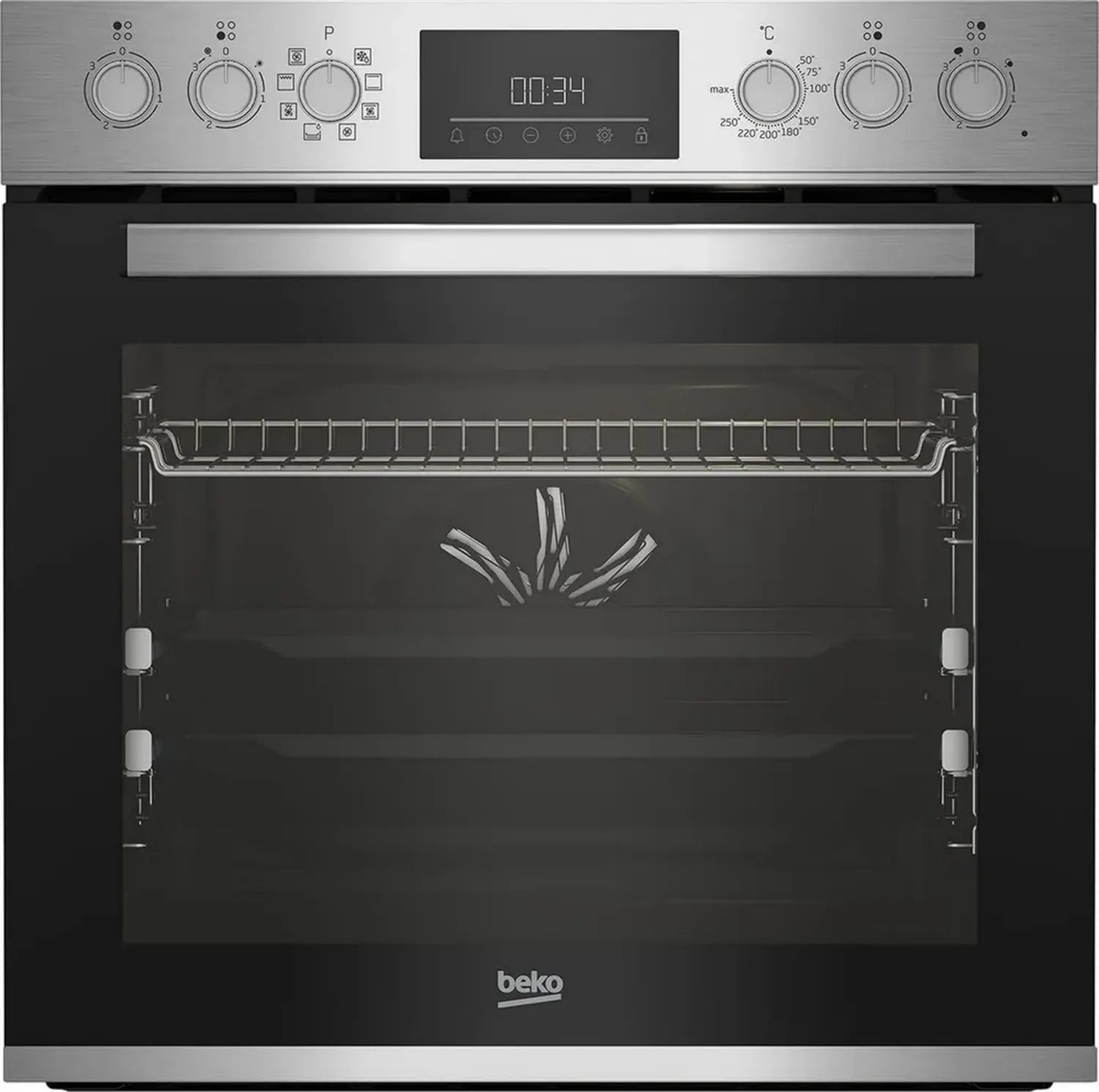 Beko Einbauherdset mit AeroPerfect und Glaskeramik-Kochfeld, 8 Heizarten, SteamShine Reinigung, Edelstahl