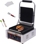 1800W Elektrischer Kontaktgrill mit Temperaturregelung, Edelstahl Profi-Sandwich-Grill
