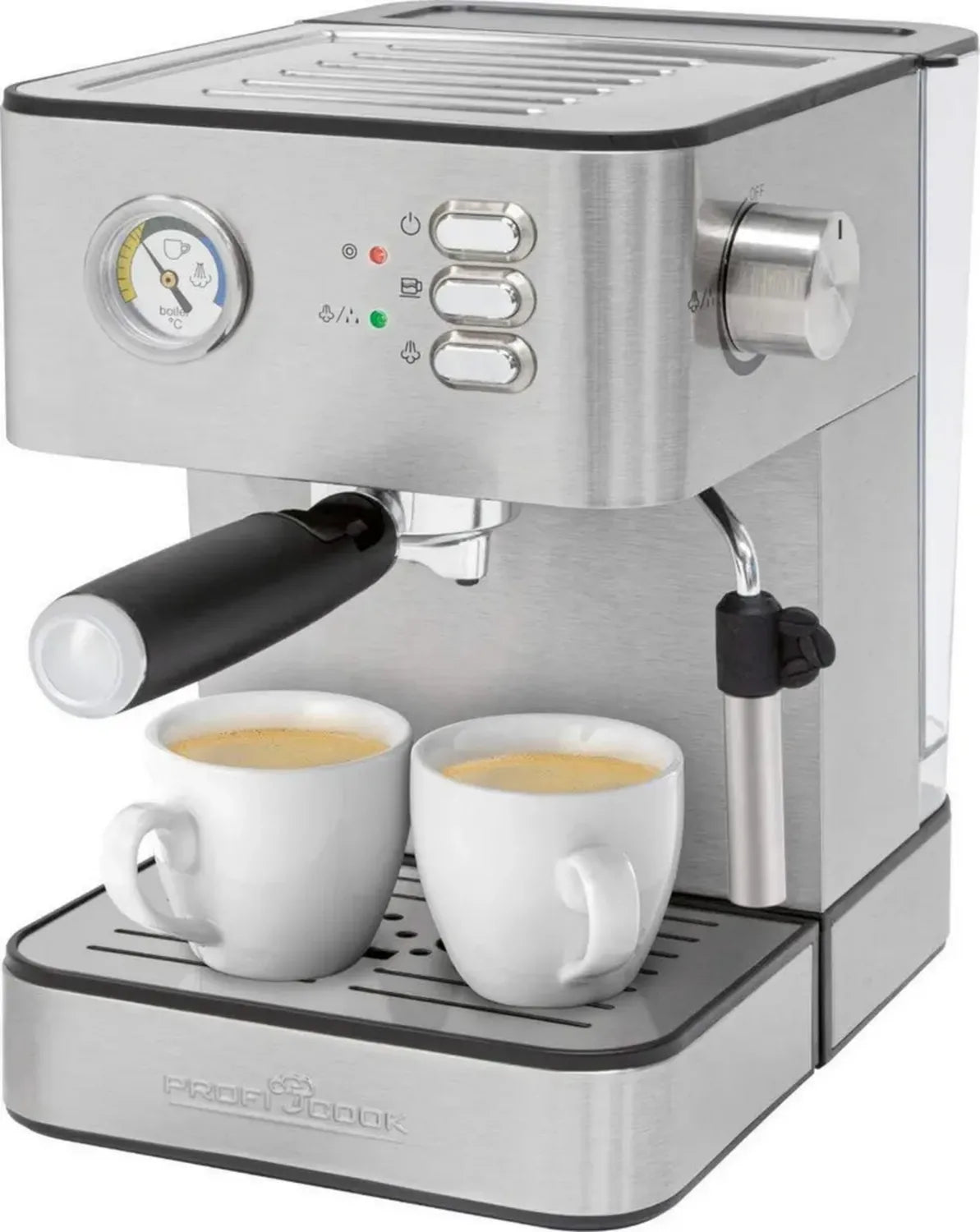 Hochdruck-Espressomaschine aus Edelstahl mit Milchaufschäumer, 1,8L abnehmbarer Wassertank