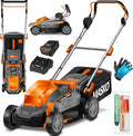 MASKO® Elektrischer Rasenmäher mit Mulchfunktion, 4Ah Akku & Ladegerät, 33cm Schnittbreite, 5-fache Höhenverstellung, 30L Fangkorb für bis zu 150m², inklusive Handschuhe & Reinigungsbürste