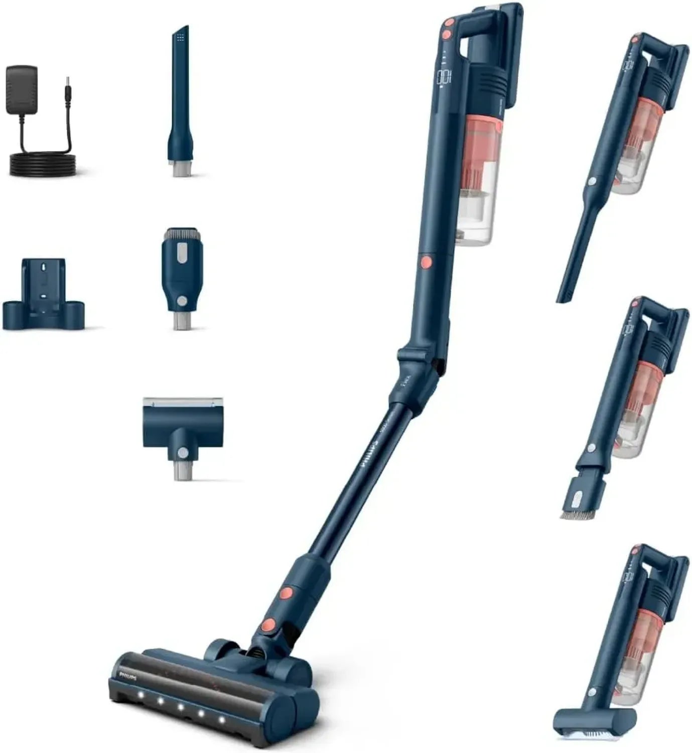 Philips SpeedPro Max Flex Akkusauger 5000 Series, Starke Saugleistung, 60 Min. Betrieb, LED-Düse, Tierhaardüse, Fugen- und Kombidüse, mit Display (XC5243/10)