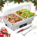 Elektrischer Chafing Dish 9L Edelstahl Buffetwärmer mit Thermostat und Klarsichtdeckel für Events