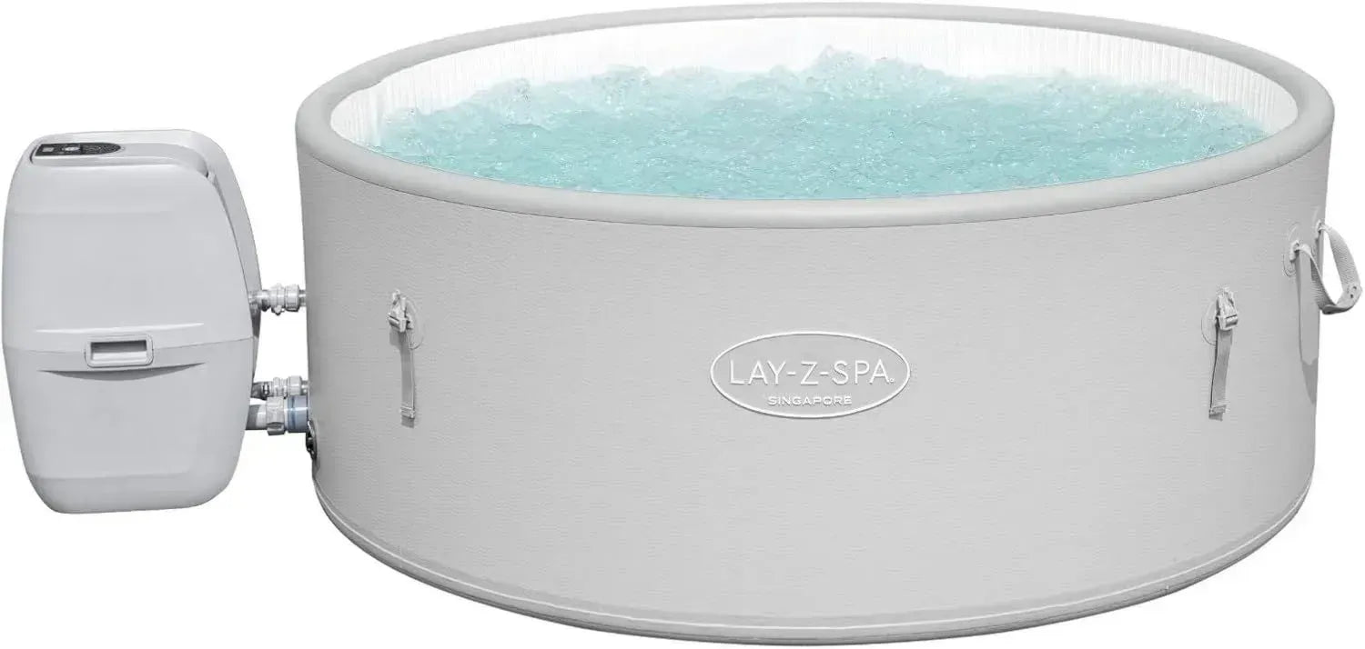 Bestway LAY-Z-SPA Vancouver WiFi Whirlpool, 155x60 cm, App-gesteuert, 3-5 Personen, Runddesign, Steinoptik