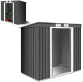 HOMASIS Metallgerätehaus mit Flachdach, 213x130x173cm, Gartenschuppen mit Schiebetüren und Belüftung, Wetterfest, Grau