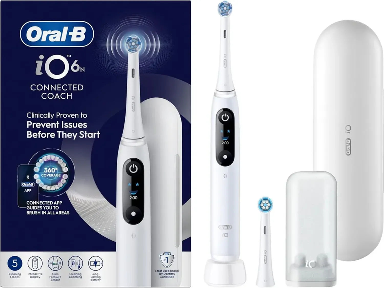 Oral-B iO 6N Elektrische Zahnbürste mit Reiseetui in Weiß
