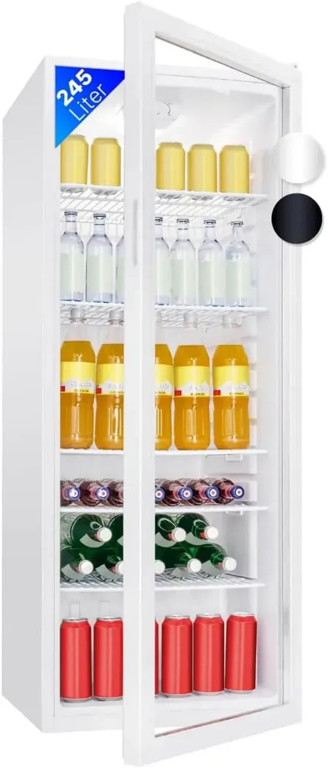 Bomann Getränkekühlschrank 245L, Glastür, 5 Ablagen, Automatische Abtauung, Weiße Farbe