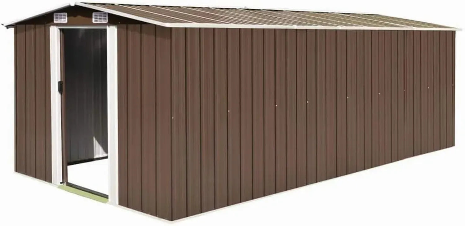 Metallgerätehaus Braun 257x489x181 cm für Garten & Fahrrad