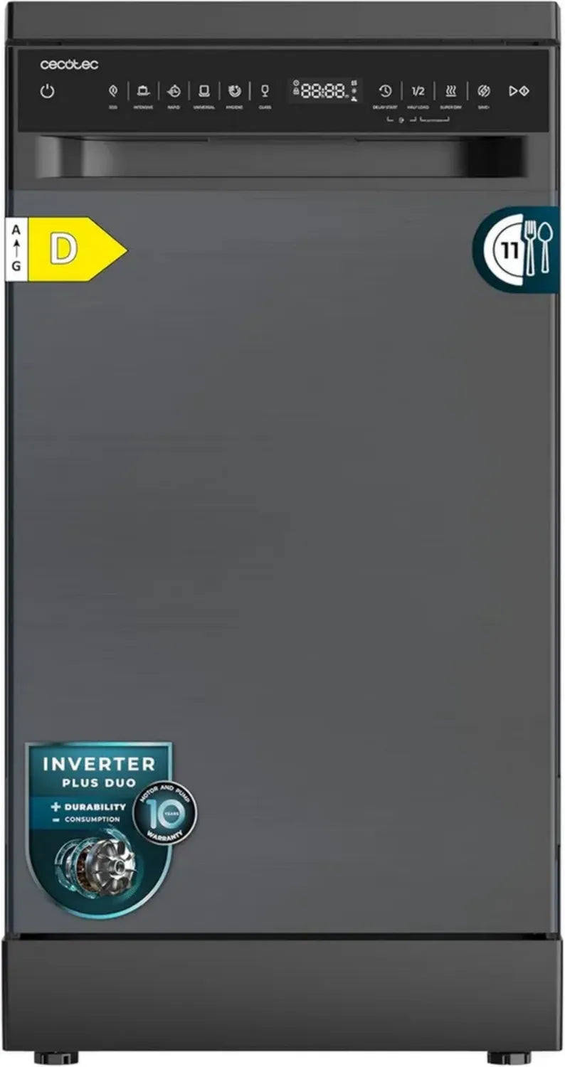 Cecotec Geschirrspüler 45 cm, 11 Gedecke, 9 Programme, Energieklasse D, Inverter Plus Motor, Extra Trocken, Eco-Modus