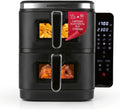 GOURMETmaxx Doppelkammers Heißluftfritteuse XXL mit Sichtfenstern & Touchdisplay - 10L Kapazität