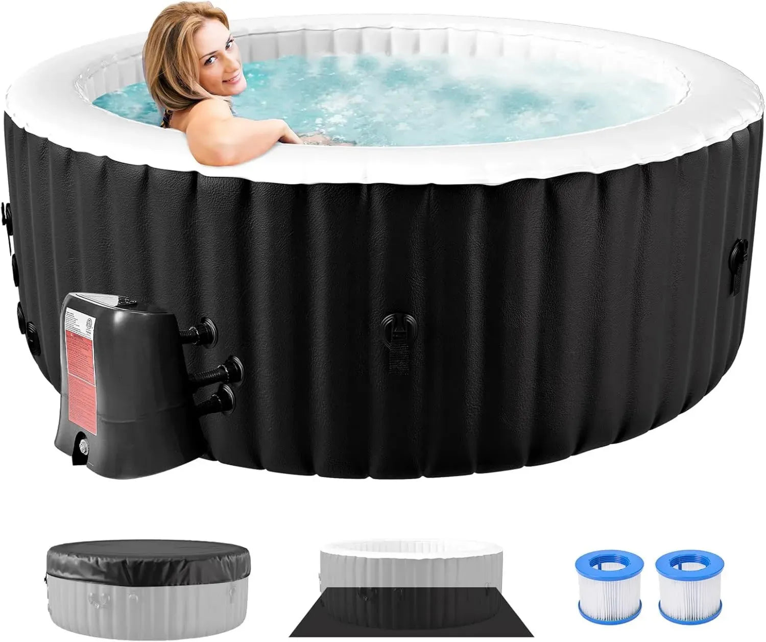 Aufblasbarer Whirlpool für 4 Personen, Energieeffizient, 2400W, 120 Luftdüsen, Frostbeständig, 799 Liter, Automatisch Aufblasen, Wellness- und Massagefunktion